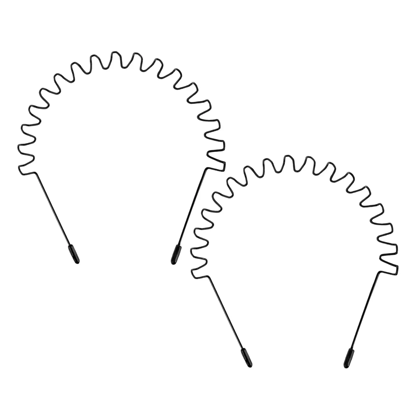 2 Pack Black Metal Wavy Headband, Wired Zigzag Spring  Fashion Headwear, Simple Hoop Clips Accessories for Women and Men