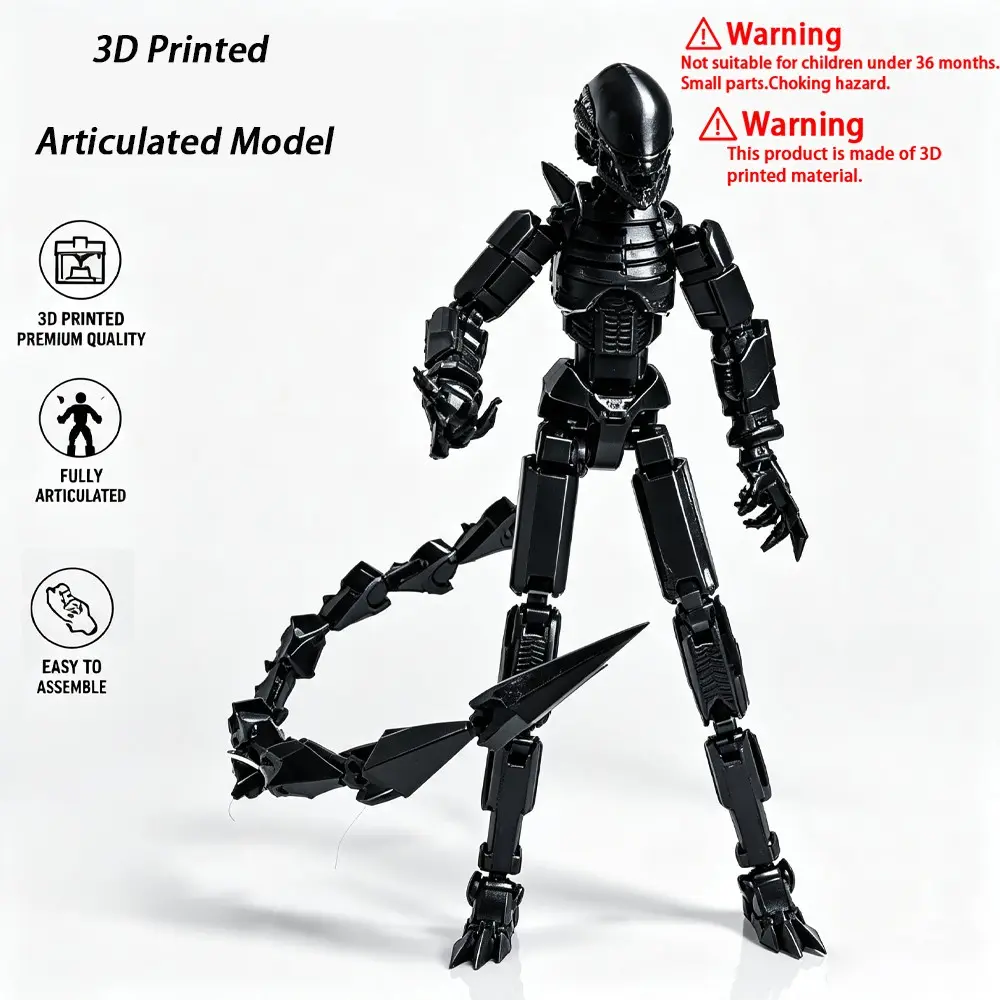 Hot Sci-Fi Movie Character Creative 3D Printed T-13 Model Figurine, Alien Monster Model, Multi-Jointed, Perfect Gift for Fans