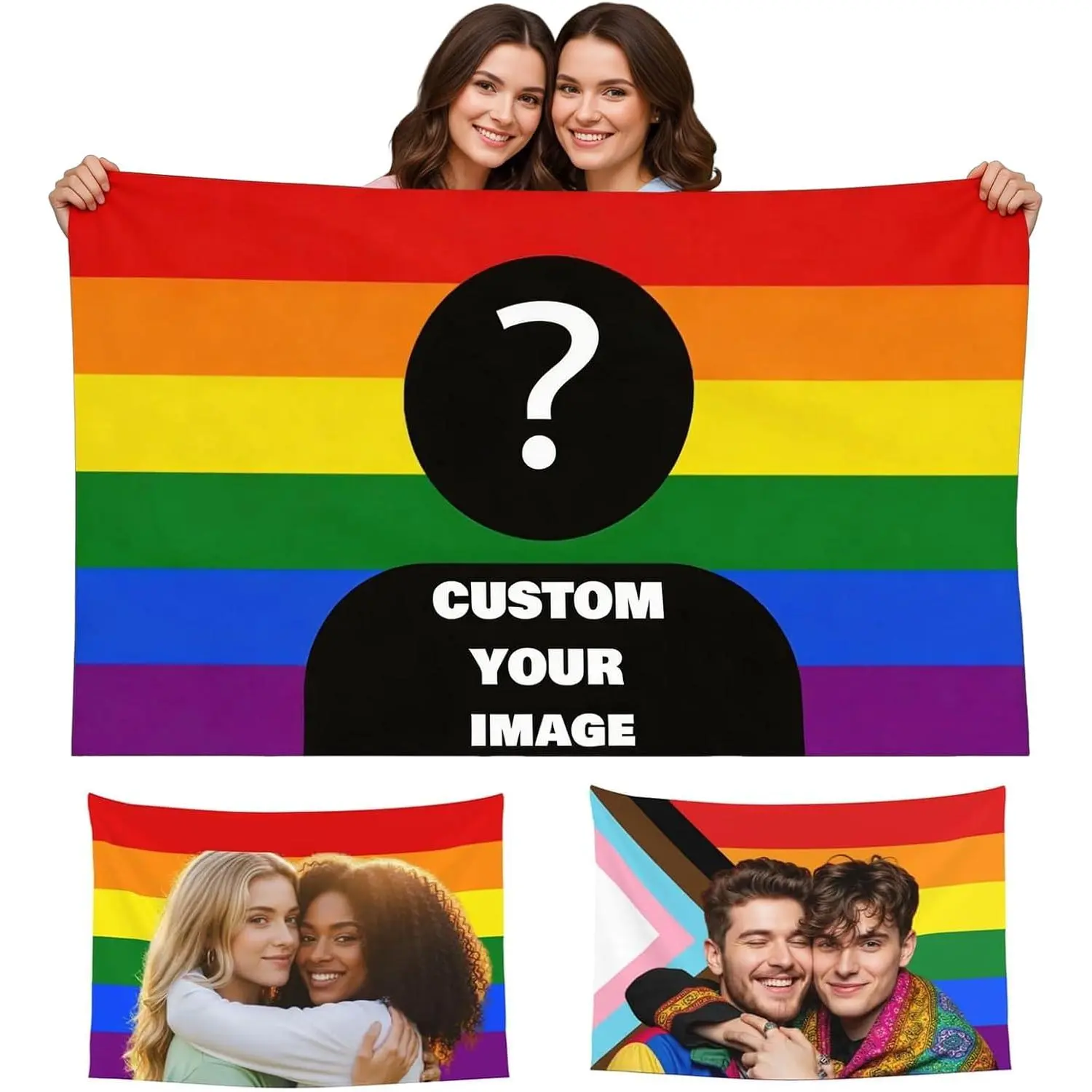 Custom Pride Flag Tapestry Customized LGBT Flags for Bedroom Design Your Image Funny Tapestry Poster Backdrop Perfect for Home & Living Room Decor, Bedroom Wall Art