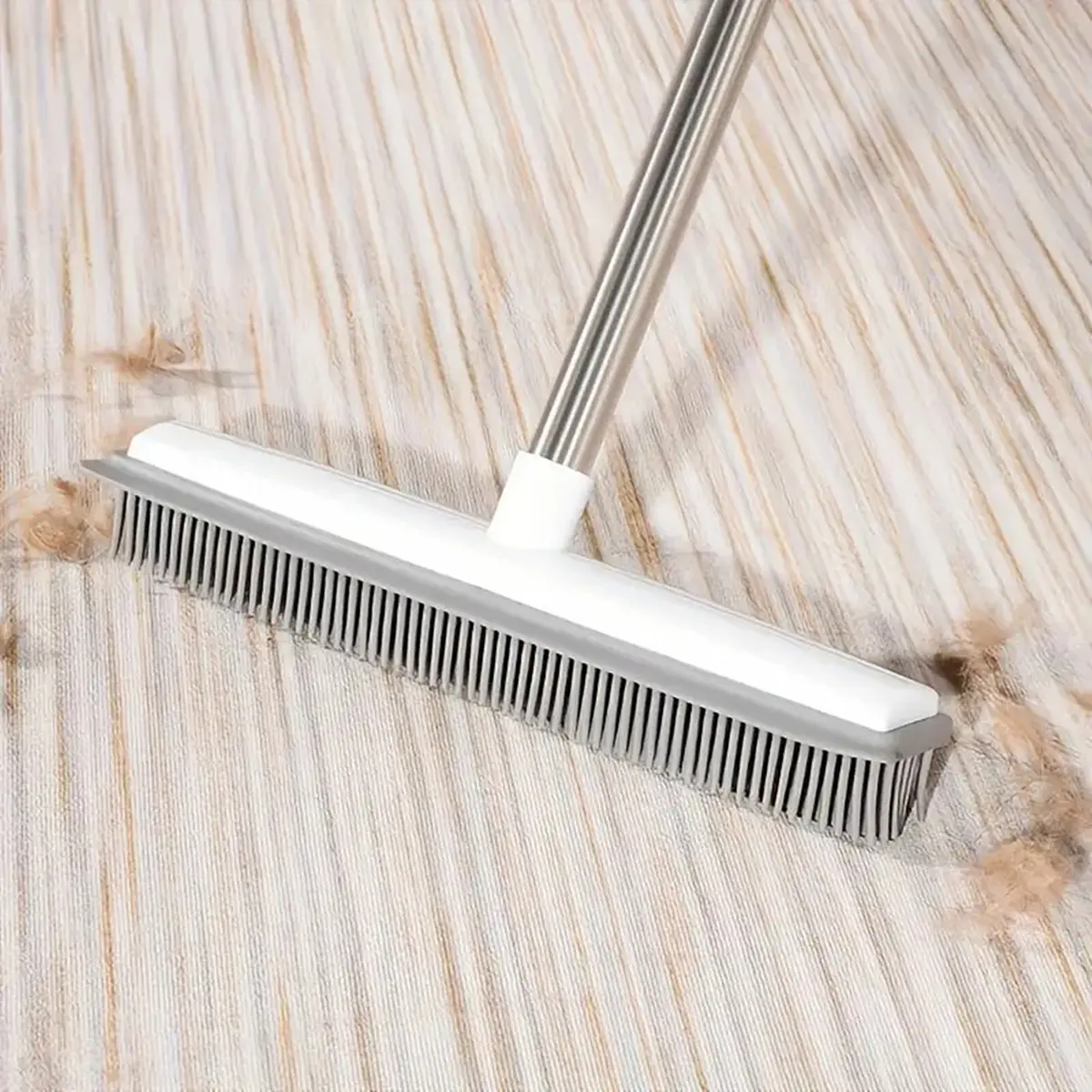 2 in 1 Pet Hair Removal Rubber Broom, Fur Broom, Assembly Adjustable Handle Pet Hair Removal Brush, Cleaning Broom for Carpet, Hardwood, Tiles & More
