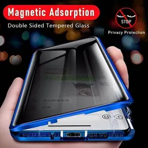 Anti Peeping Magnetic Metal Case For Samsung Galaxy S21 S22 S23 FE S24 Plus UItra Note20 UItra Double Sided Glass Privacy Cover