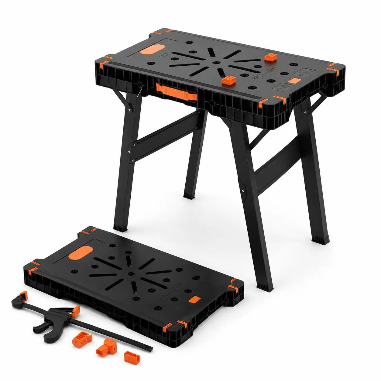 2-in-1 Folding Work Table & Heavy-Duty Sawhorse – 35" x 23" Large Surface – 300lbs Load Capacity – Lightweight 30lbs – Portable Workbench for Garage, Workshop, Jobsite