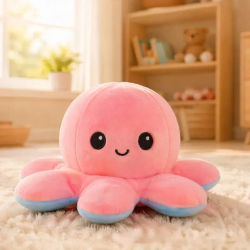Double-Sided Octopus Plush Toy, Emotion Expressing Doll, Soft and Fluffy, Stress Relief Toy, Home Decor Gift for Kids, Teens, Couples, Stuffed Animal