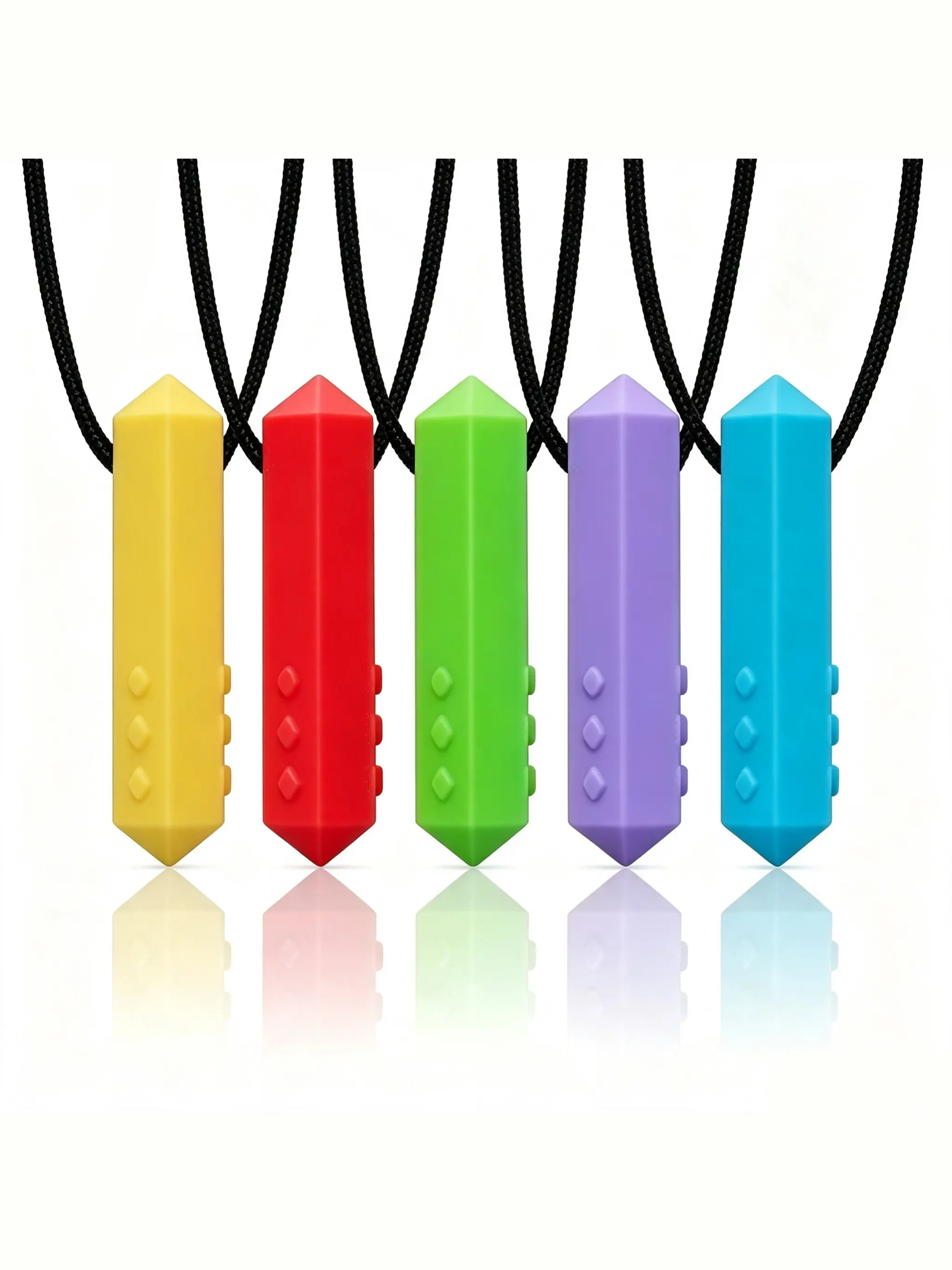 Chew Necklaces for Sensory Kids, 2 Pack Chewy Necklace Sensory Boys and Girls with Autism, ADHD, SPD, Biting, Silicone Teething Necklace Oral Chew Toys for Adults Reduce Chewing Anxiety Fidget