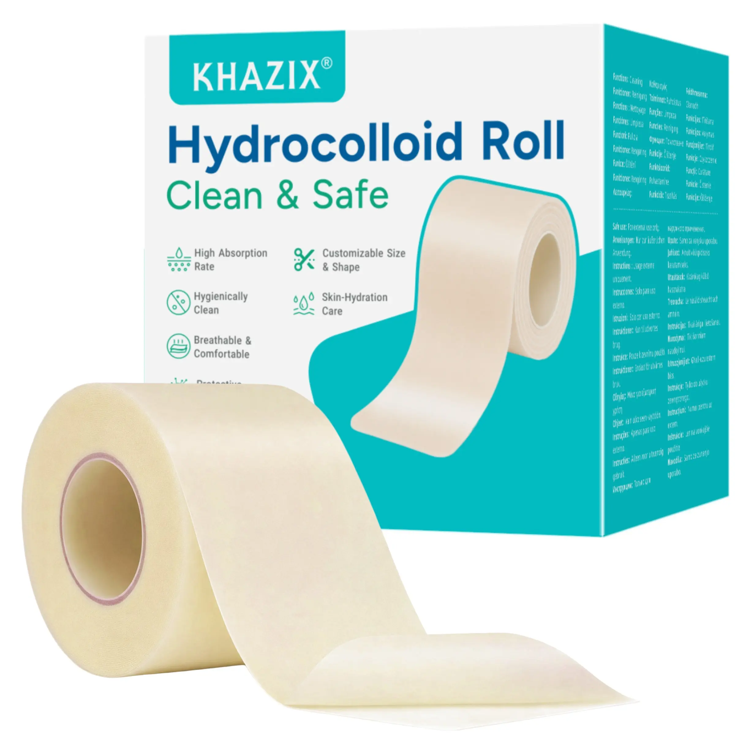 Hydrogel Bandage Roll, Hydrocolloid Adhesive Bandage for Wounds, Flexible Skin Cover for Feet Heels Fingers, Large Wound Dressing Tape, Healthcare