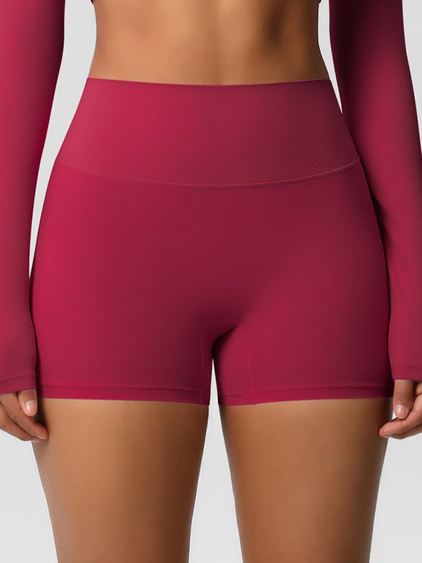 Women's Solid Color High Waist Sports Shorts, High Stretch Comfortable Breathable Tummy Control Butt Lifting Yoga Shorts, Ladies Sportswear for Indoor Outdoor Wear, Soft Stretch Shorts
