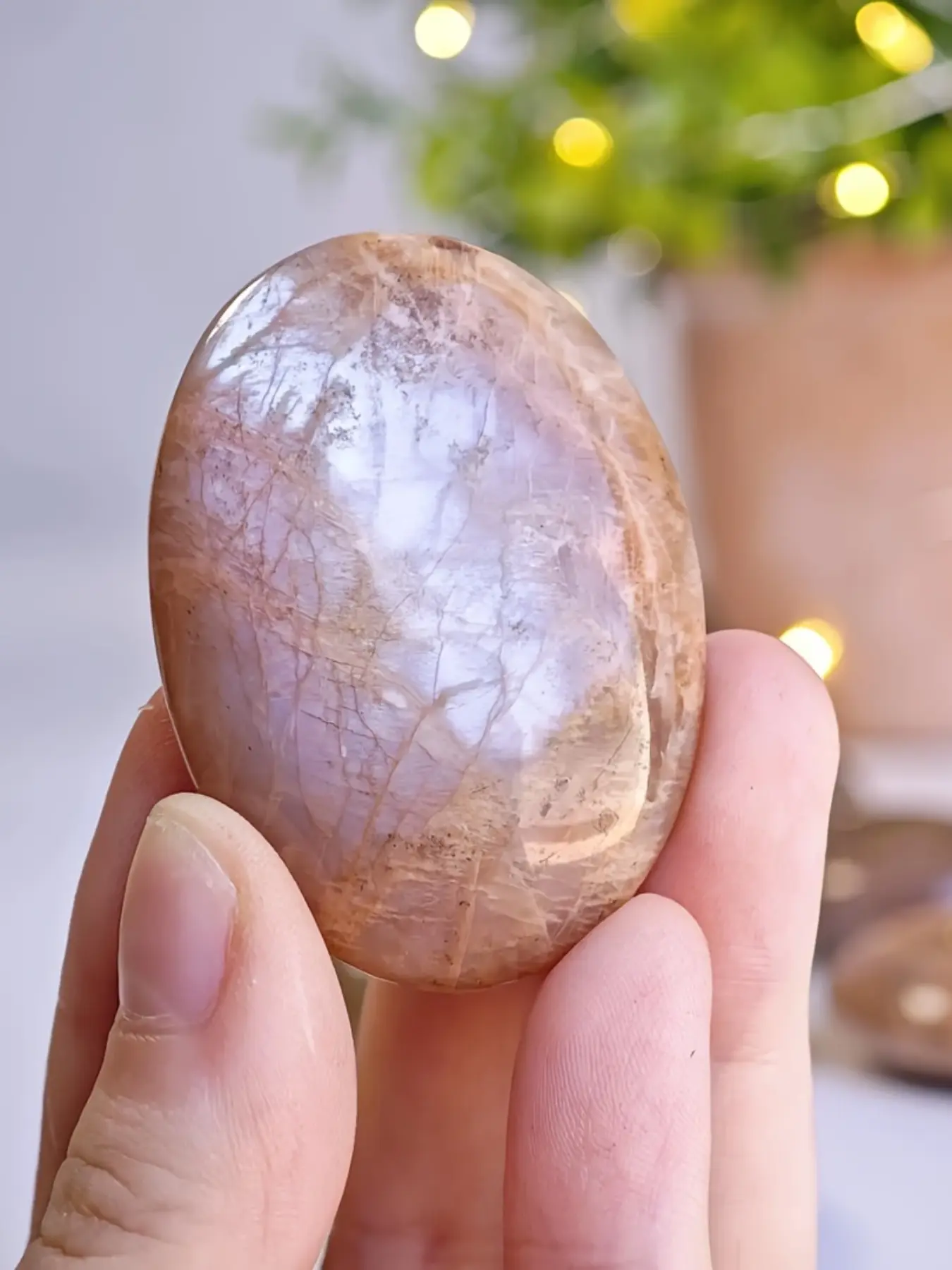 Natural Untreated Peach Moonstone Palm, Moonstone Stone, Moonstone Crystal, Unique Gift Idea, Perfect for Collectors & Enthusiasts