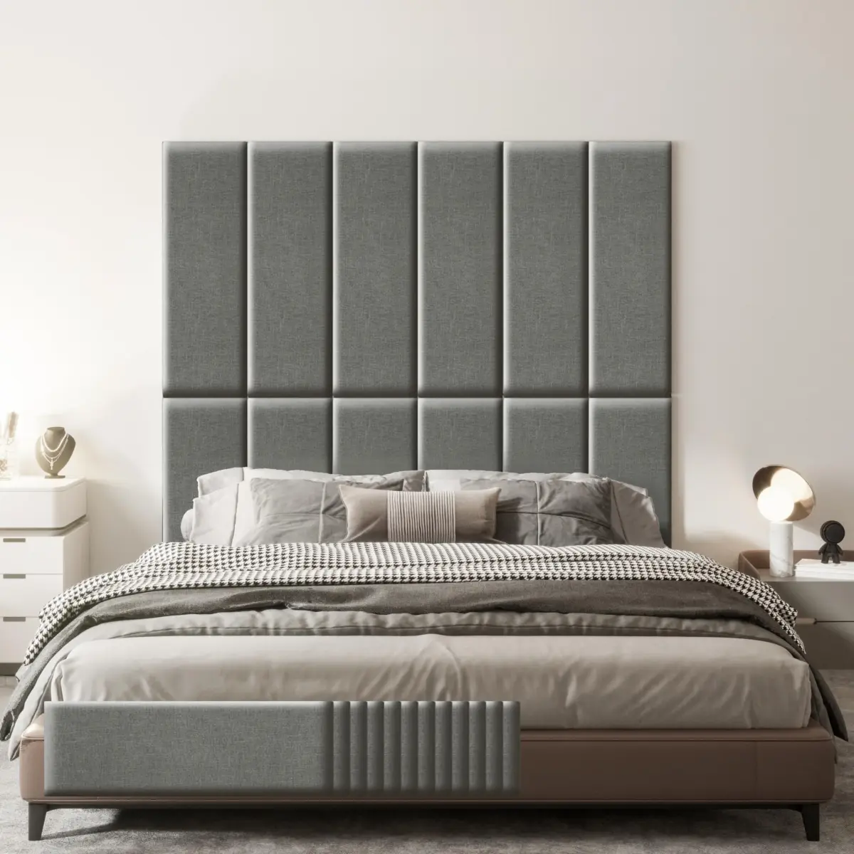 12-Pack Modern PU Leather Sponge Headboard Panels, 23.6"x11.8" Self-Adhesive Peel-and-Stick Upholstered Padded Wall Cushions with Durability, Anti-Collision for Indoor Bedroom & Living Room Decor, Headboards