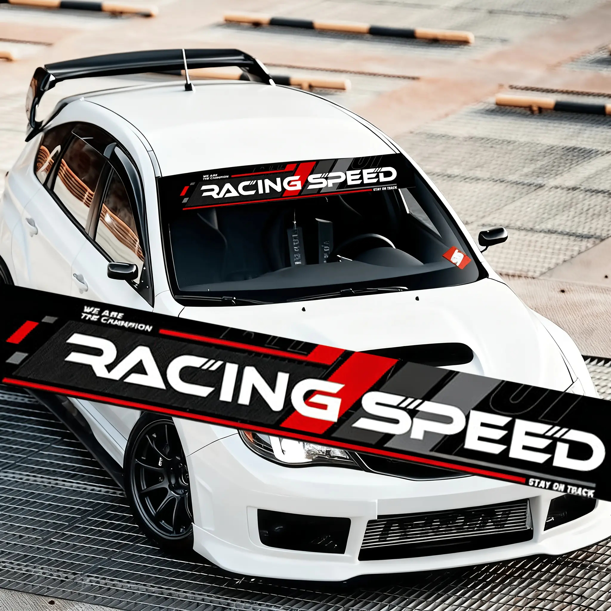 Racing Speed Front Windshield Sticker, 51.18" X 7.87", Vinyl Waterproof Self-Adhesive Decal, Racing Style Design