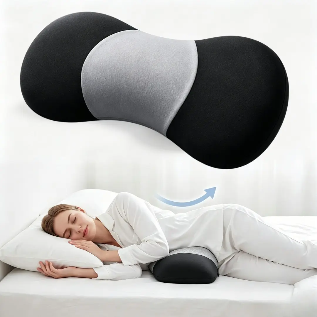 Adjustable Lumbar Support Pillow for Sleeping Orthopedic Memory Foam Back Support Pillow for Lower Back Support and Sleeping, Lumbar Support Pillow for Bed and Chair, Lumbar Support Pillow for Sleeping,Premium Memory Foam Lower Back Support