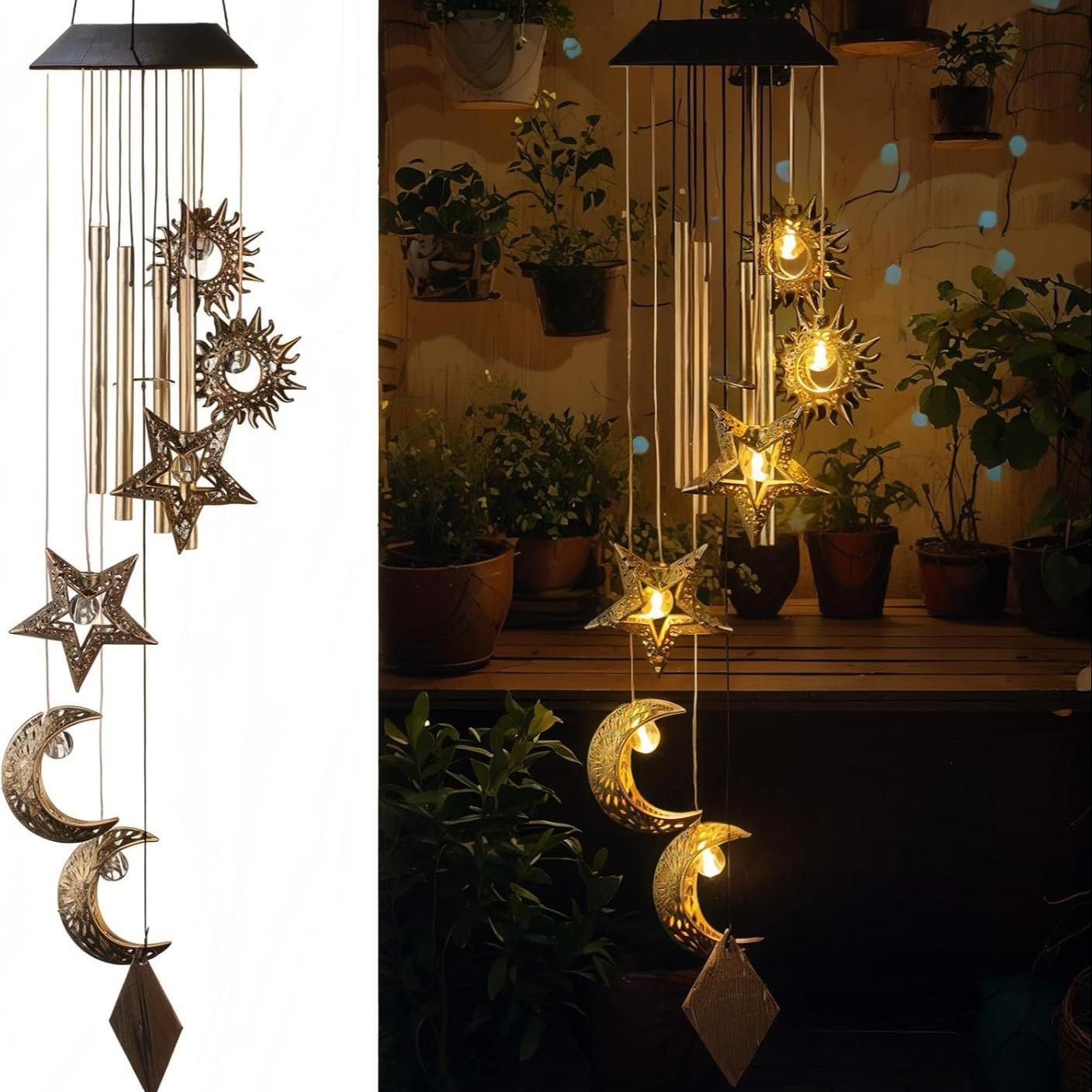 Solar Wind Chime Outdoor Camping Light, Garden Landscape Decoration, Waterproof Solar Hanging Lamp, Yard Garden Gift, Holiday Decor, Outdoor Wind Chimes, 1pc