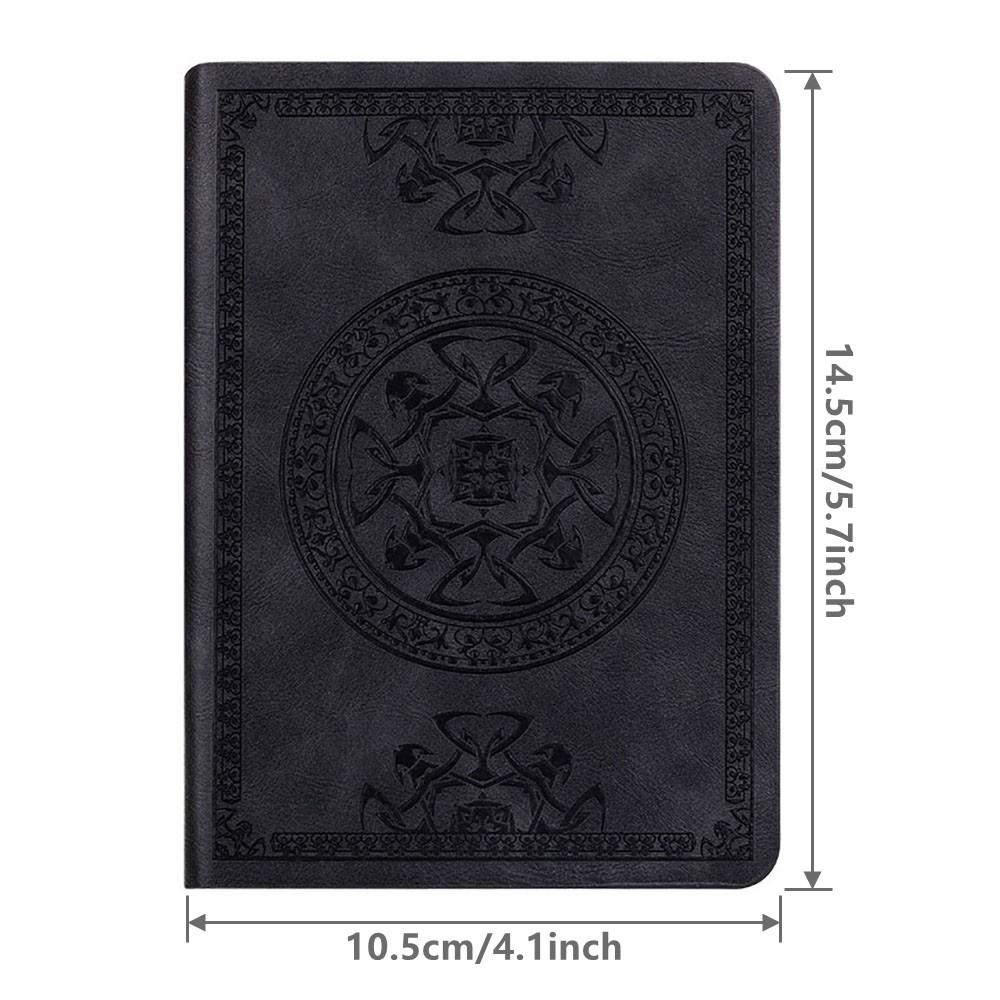 Geometric Pattern A6 PU Leather Cover Notebook, 1 Count Vintage Cover Notebook, Portable Notebook for Office School, Gift for Friend, Travel Diary Notebook