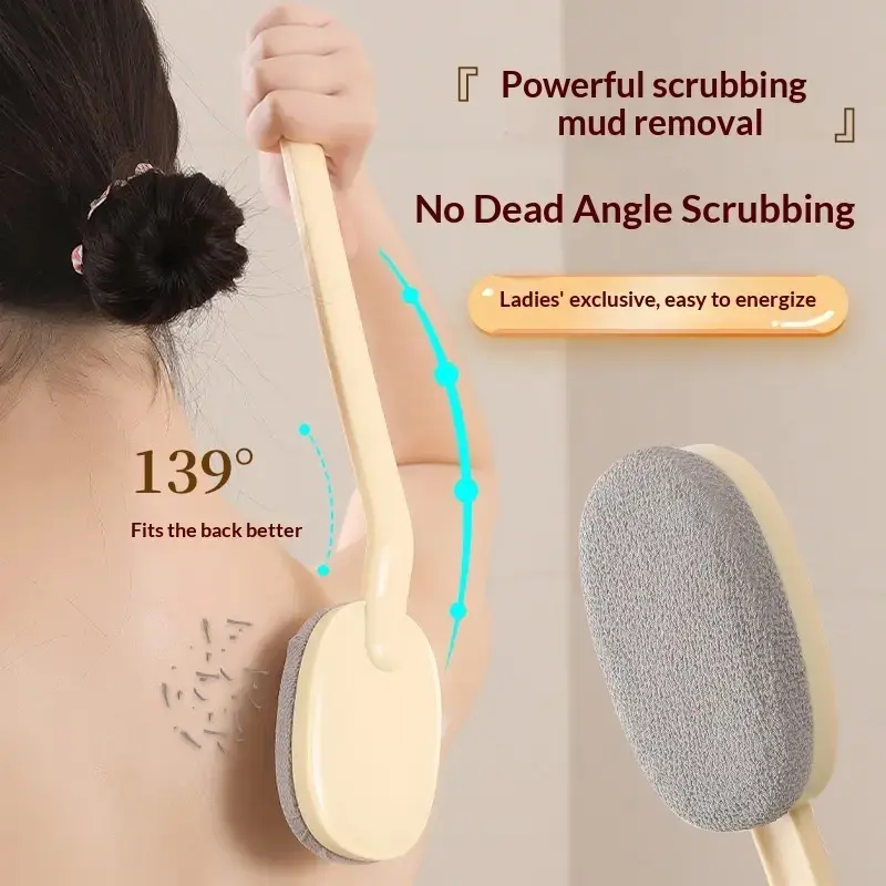 Long Handle Bath Brush, Pain-Free Back Cleaning Tool, No Help Needed, Luxurious Bathroom Back Cleaner, Single Piece Brush