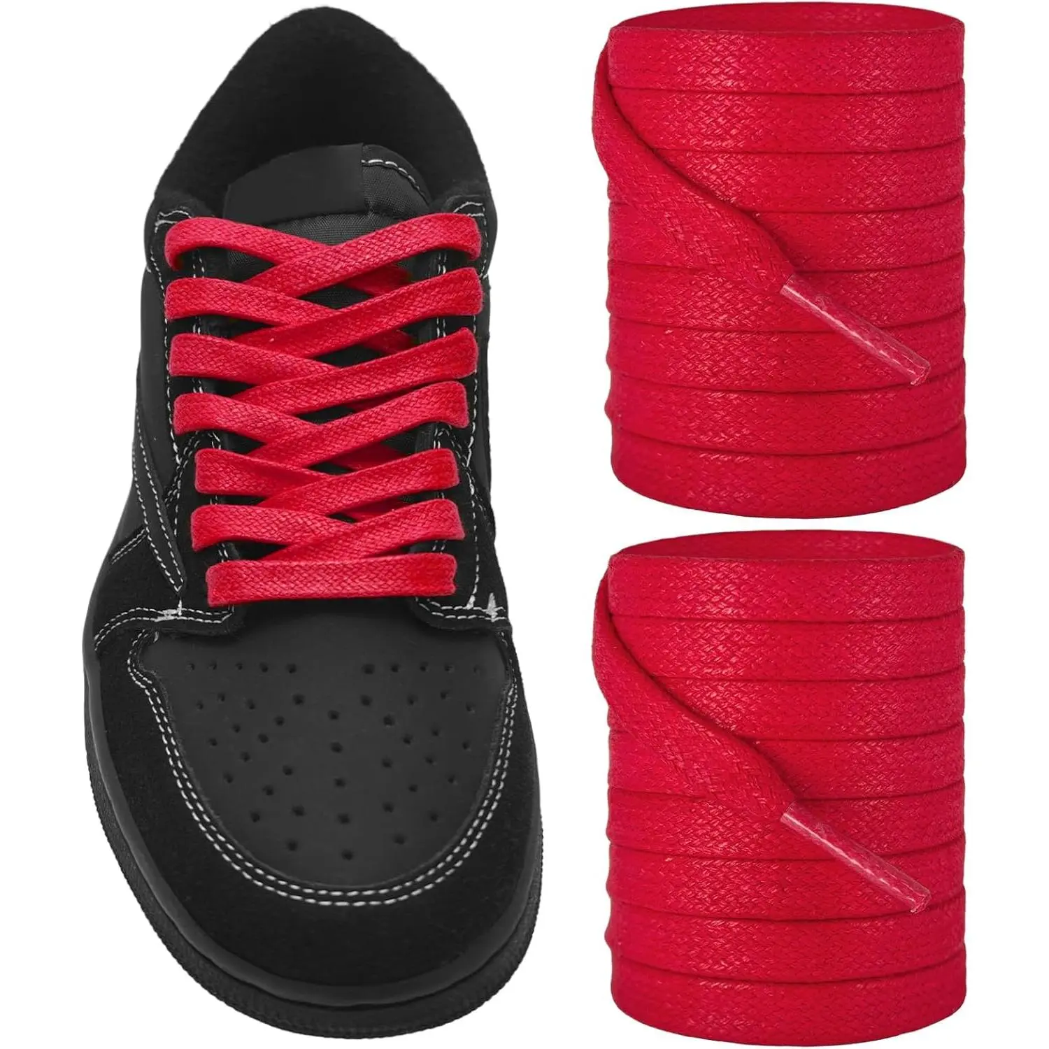 8mm Wide Waxed Shoelaces for TS1 Black Phantom Sneakers | 5/16'', Flat  Dress Shoe Strings  Laces for Reverse Swoosh Shoes