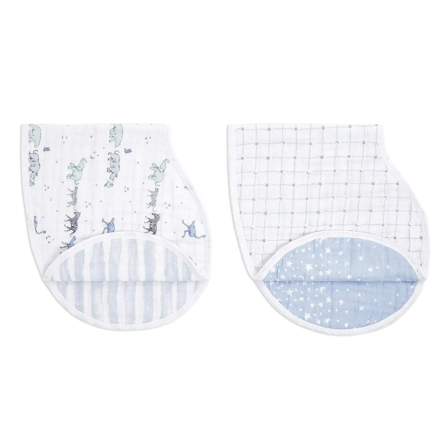 100% Cotton Bib – Multi-Use, Absorbent 4-Layer Burp Cloth and Full-Coverage Snap-Closure Baby Bib in One, Lap-Shoulder Drool Cloth, 22.5" X 11", 2-Pack, Rising Star