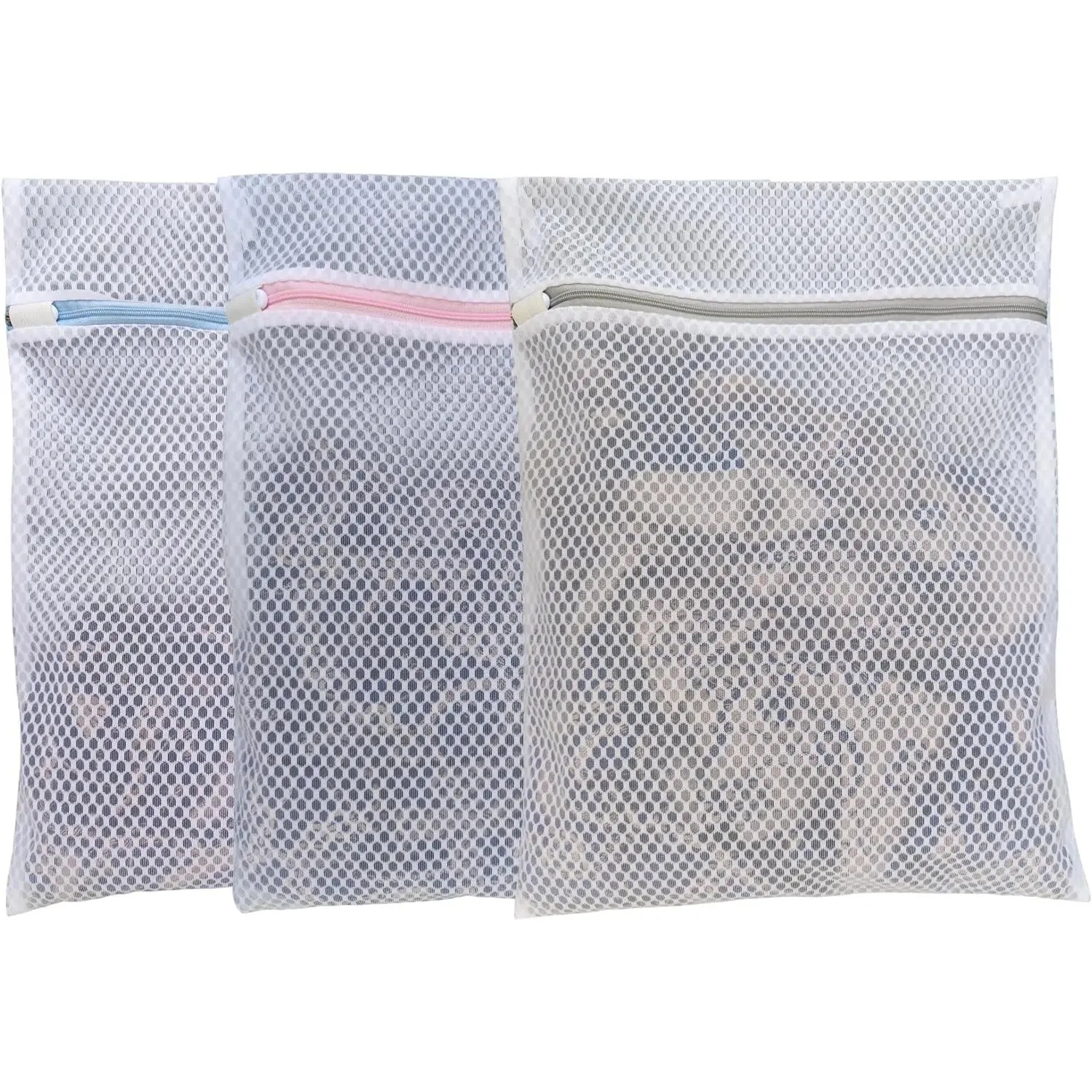 Mesh Laundry Bags Set for Delicates - 3 Pack (12”×16”) Color-Coded Zippers, Breathable Mesh Material, Washer & Dryer Safe, Protects Clothes - Ideal for Bras, Lingerie, Color-Coded Washing Bags, Mesh Material Washing Bags