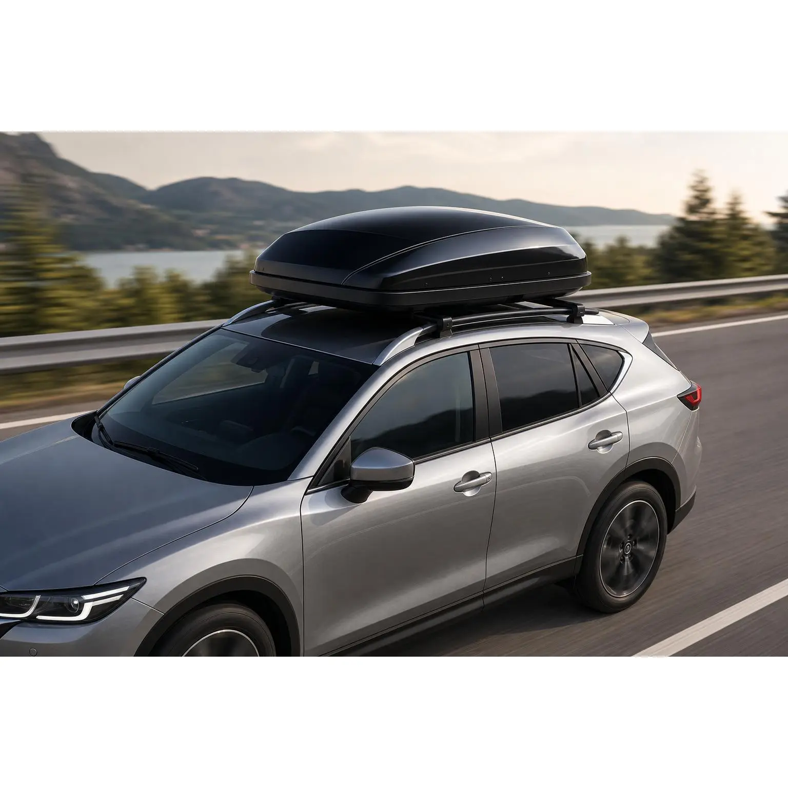 Heavy Duty Rooftop Cargo Box - Aerodynamic Car Top Storage Case with Dual Side Open Passenger Access & Anti Theft Key Locks, 165 lbs High Capacity Hardshell Luggage Carrier for SUV Travel