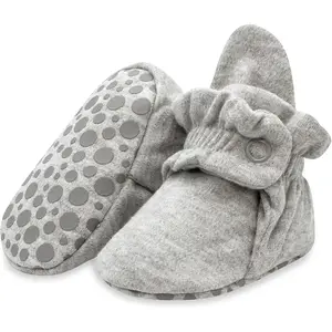 Unisex Organic Cotton Baby Booties, Stay-On and Non-Slip, Newborn to Toddler