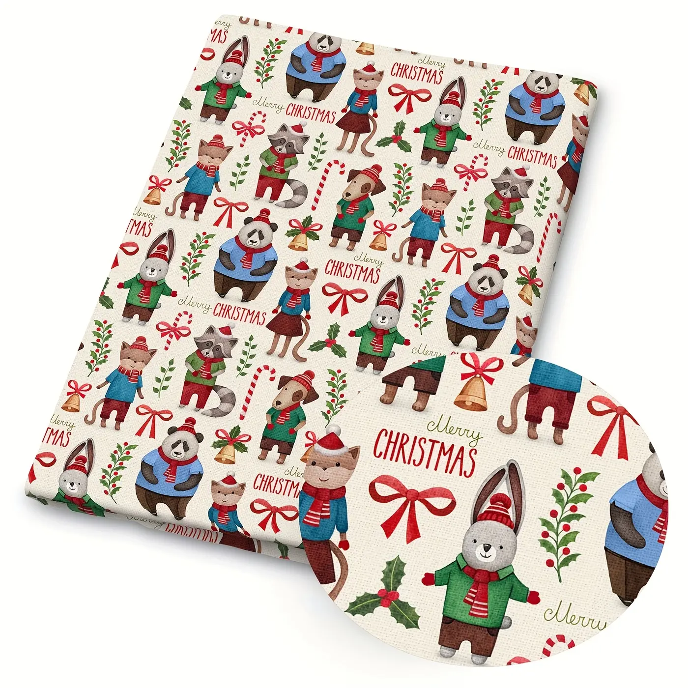 1 piece of Christmas-print fabric—59 x 19.68 inches (150 x 50 cm) of pre-cut polyester fabric featuring gingerbread men, snowflakes, and Christmas trees—perfect for DIY sewing, scrapbooking, tablecloths, and crafts