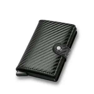 Men's Carbon Fiber RFID Pop-Up Wallet - Slim Metal Credit Card Holder, Minimalist Mens Wallet for Luggage & Bags Accessory
