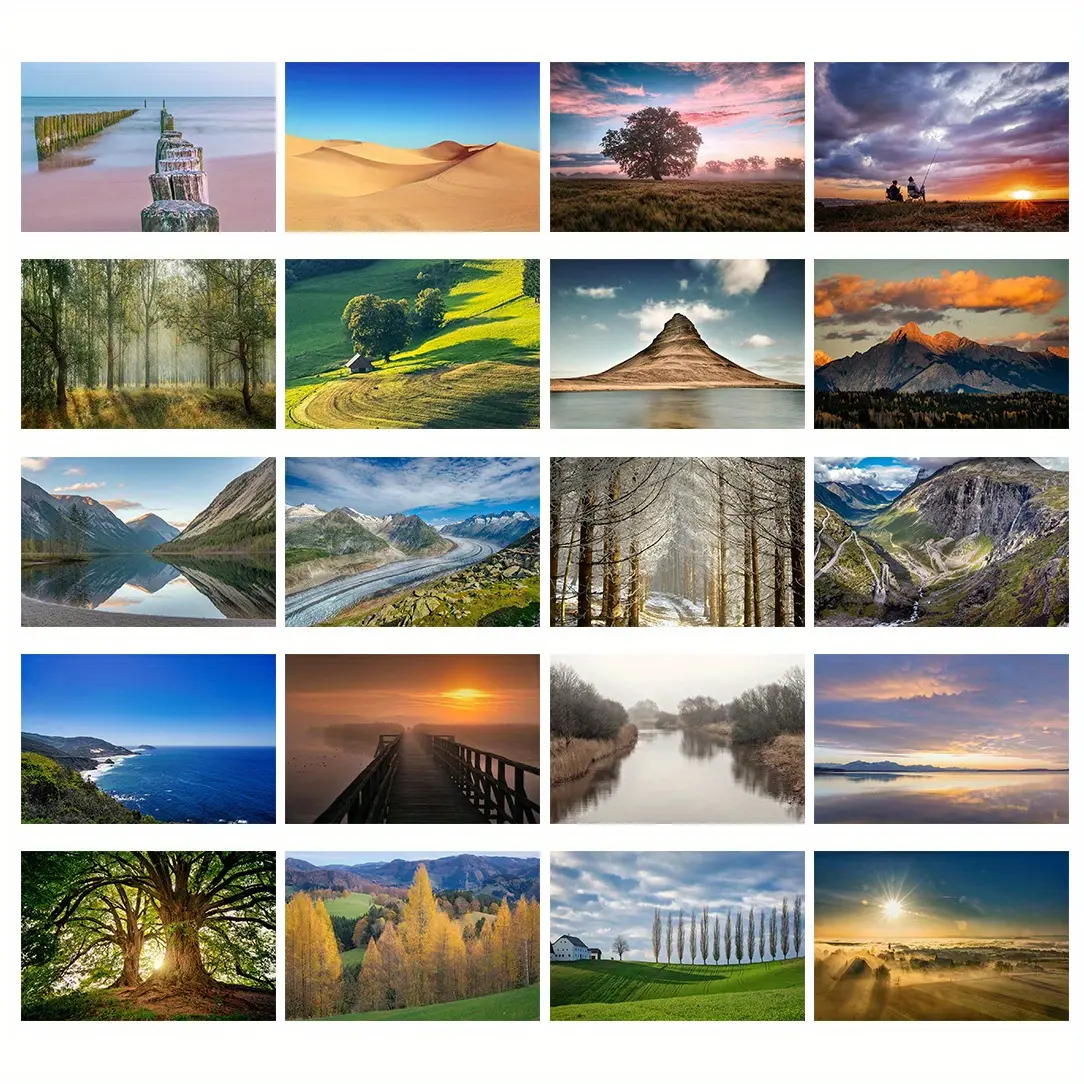 20pcs 4x6 inch postcards featuring serene Nature landscapes. For travelers who want to share their journey in a simple yet meaningful way—perfect for holidays, birthdays, or any celebration