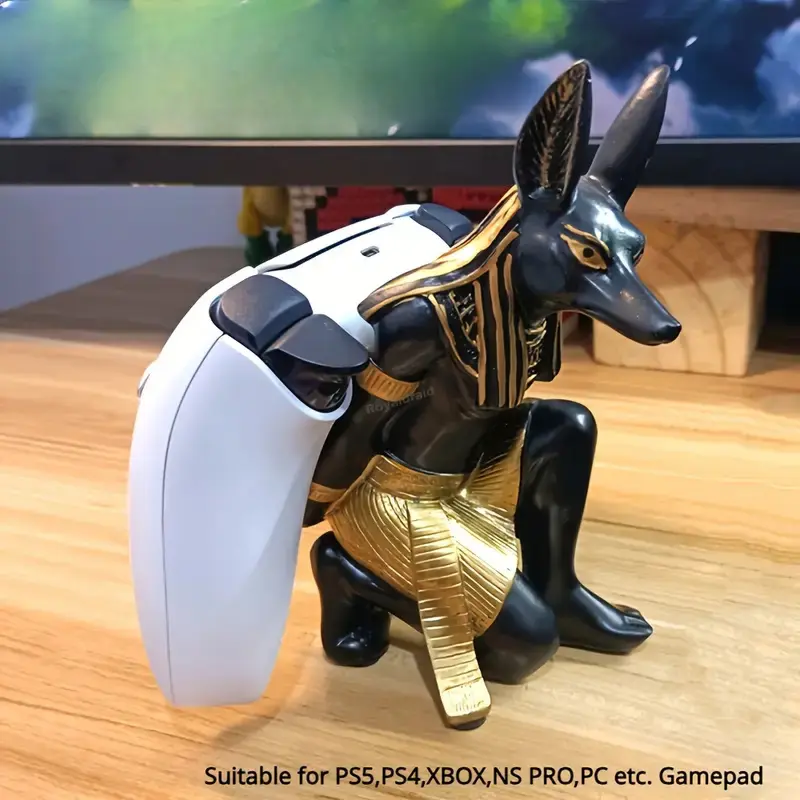 Egyptian Anubis God Resin Action Figure, Mobile Phone Stand, Gaming Controller Holder, Wine Rack Gadget, Cyberpunk Desktop Miniature, Gamer Room Accessories, Indoor Recreation Accessories