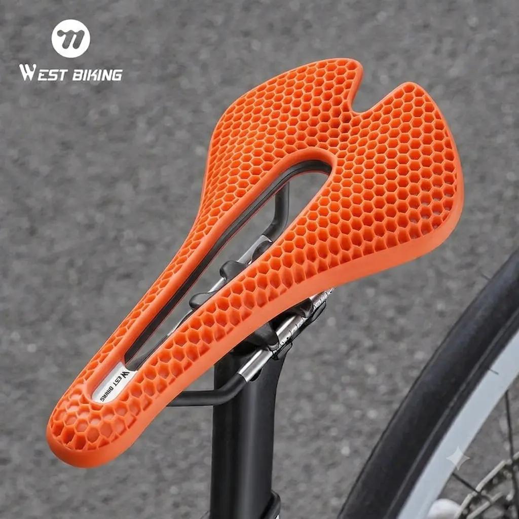 WEST BIKING 3D Printed Carbon Fiber Honeycomb Bike Saddle, Ultralight Breathable Seat for Road & Mountain Bikes Cycling Parts