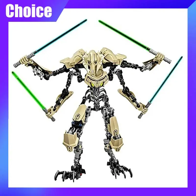 183pcs Ksz714 Star General Grievous Robot Action Figure Toy with Lightsaber Hilt Combat Weapon, Mecha Model Kits, Collectible Building Set, Bricks & Parts, Anime Building Sets Gift for Hobbyists