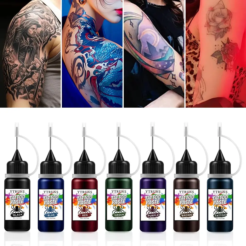 15ml Tattoo Ink, High Quality Color Tattoo Pigment, Colorful Tattoo Colorant Liquid, Tattoo Supplies Pigment Ink for Body Art, Tattoo Coloring, Shading, Studio Use, Practice Work and Creative Tattoo Designs