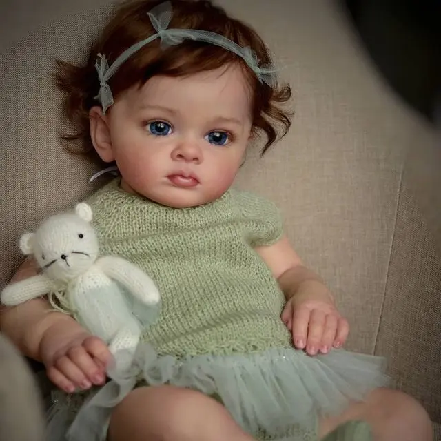 Adorable Lifelike Toddler Girl Doll with Handmade RootedHair Soft Full Body Blue Eyes Gift for Children Aged 3 andAbove Gift Set with Accessories