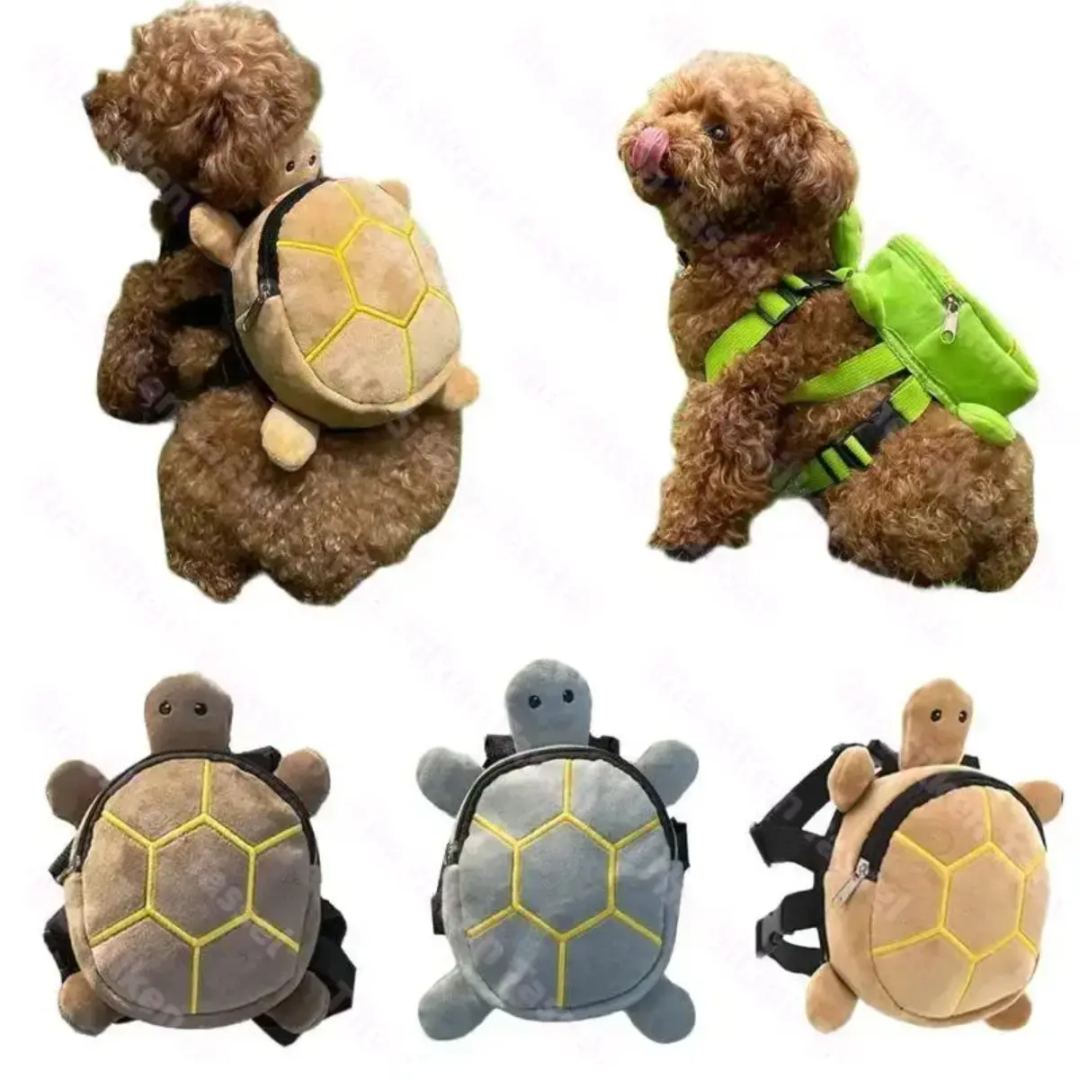 Adorable turtle print velvet dog backpack-style harness - anti-pull design with D-rings and breathable mesh, adjustable, easy to wear, suitable for outdoor activities, animal print, adjustable shoulder straps, suitable for puppies, harness, suitable for h
