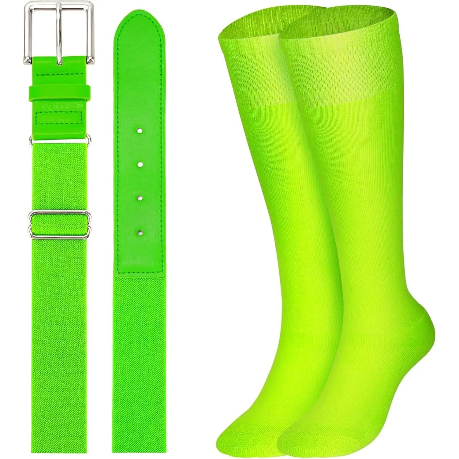 Baseball Softball Socks and Baseball Softball Belt Combo Set Knee-High Soccer Socks for Kids Youth Adult