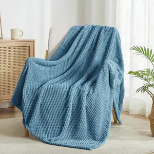 Fleece Throw Blanket Extra Large, Super Soft and Warm Blankets for Couch, Sofa and Bed Waffle Textured, Cozy, Fuzzy and Lightweight (Slate Blue, 50x70 Inches)