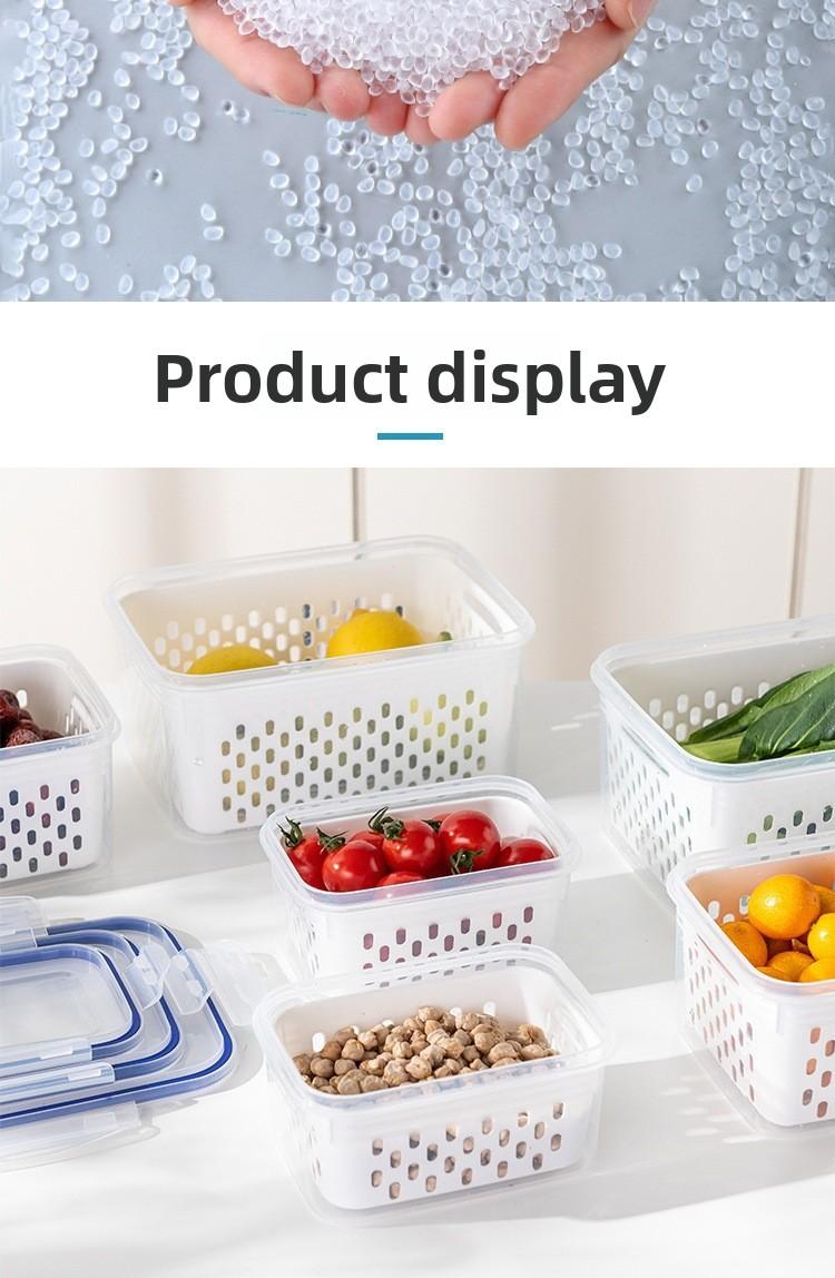 Household sealed fresh-keeping storage box, double-layer kitchen fresh-keeping box with drain basket