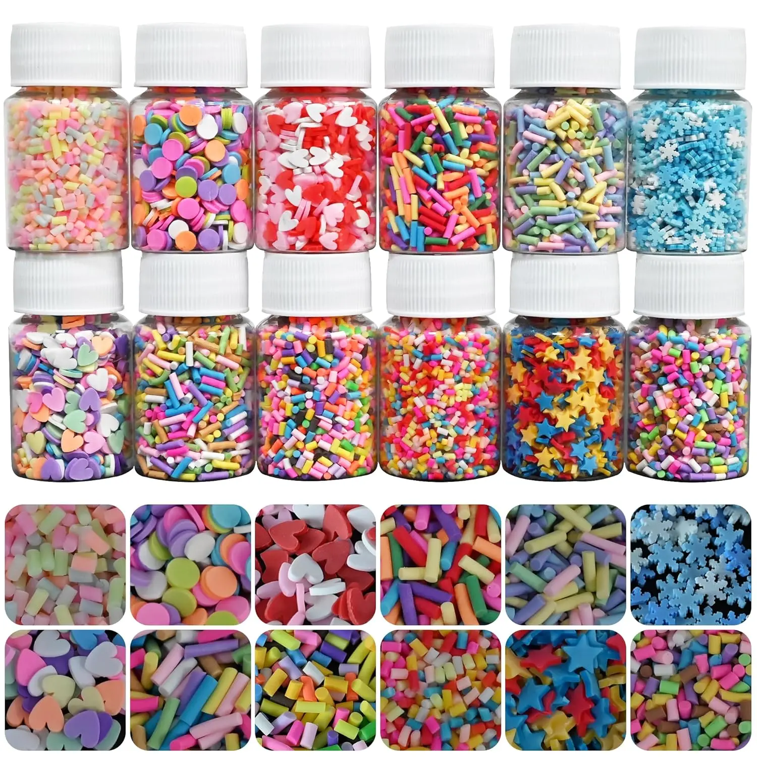 Sprinkles 180G Non-edible Polymer Clay Sprinkles  Candy Sprinkles  Sprinkles Faux Sprinkles for   Add Ins Plastic Sprinkle  Art Shaker Card Filler (Multicolor)
