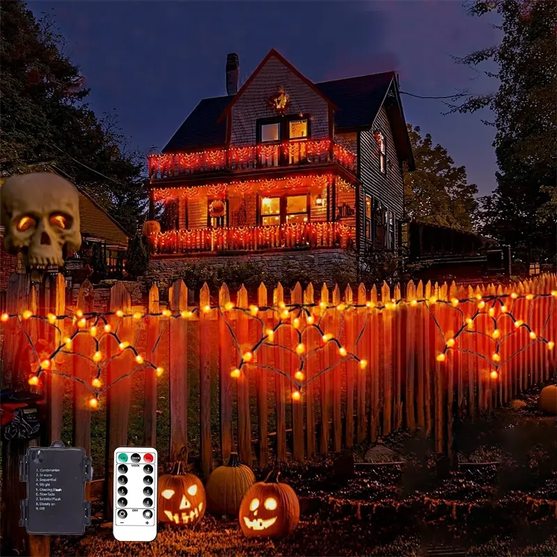 1 PC 2026 new Halloween spider web light, LED illuminated spider web string light, waterproof remote control Halloween decorative light, spider web curtain fairytale light, suitable for bedrooms, windowsills, Halloween party venues