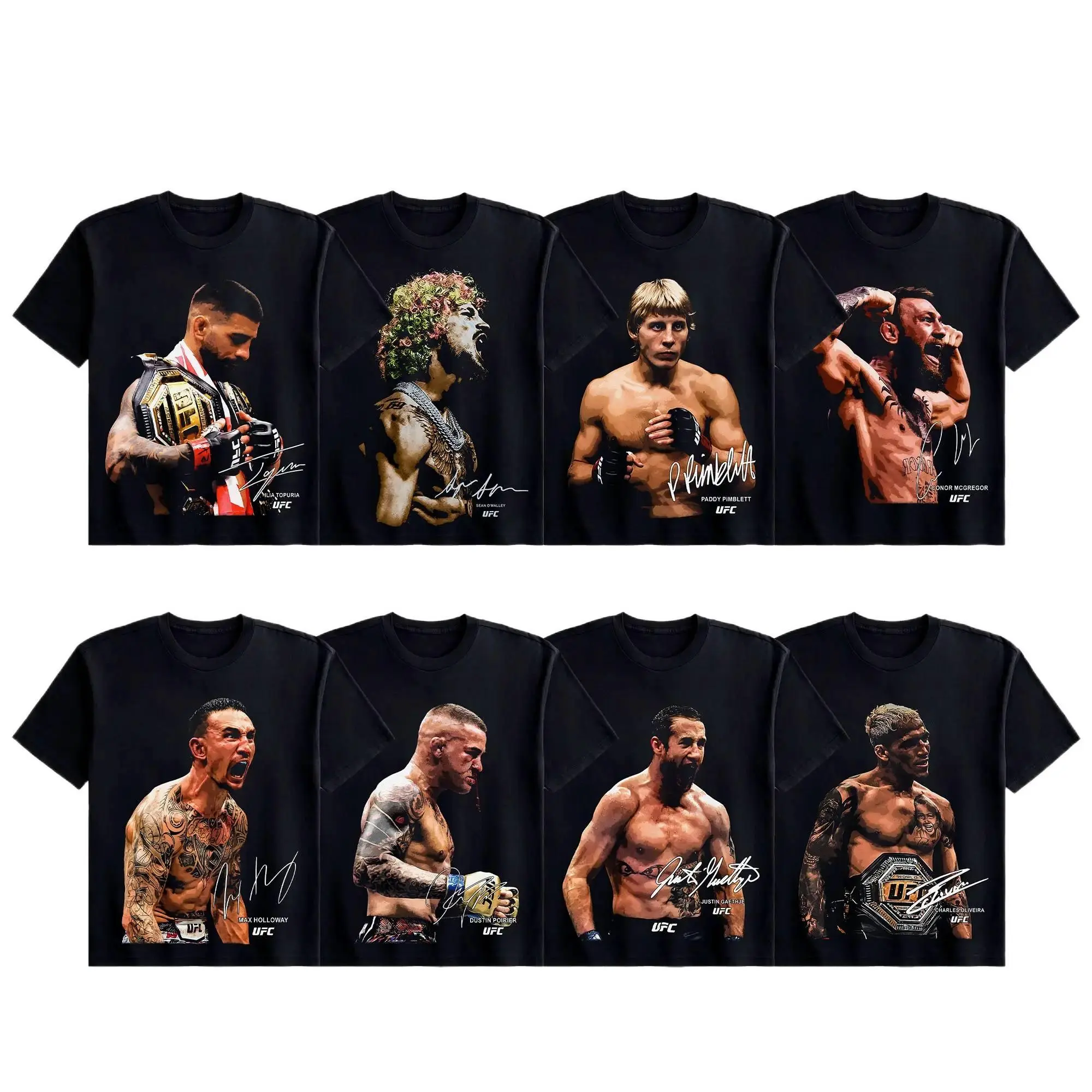 [Sale Up To 50%] Women's UFC Men's Fighters Collection Short-Sleeve T-Shirt - Classic Breathable Soft Cotton Round Neck Print Wrestling Menswear, MMA Fan Apparel, Unisex Streetwear Casual Top