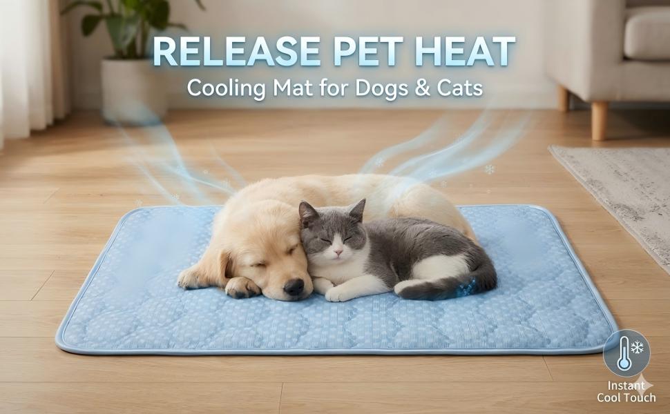 Dog Cooling Mat Q-MAX>0.5 Self-Cooling Mat for Dogs Crate Pad for Dogr, 2-in-1 Long-Lasting Cool Mats and Soft Kennel Pad for Dogs, Easy Washable Mat for Bed Crate Car