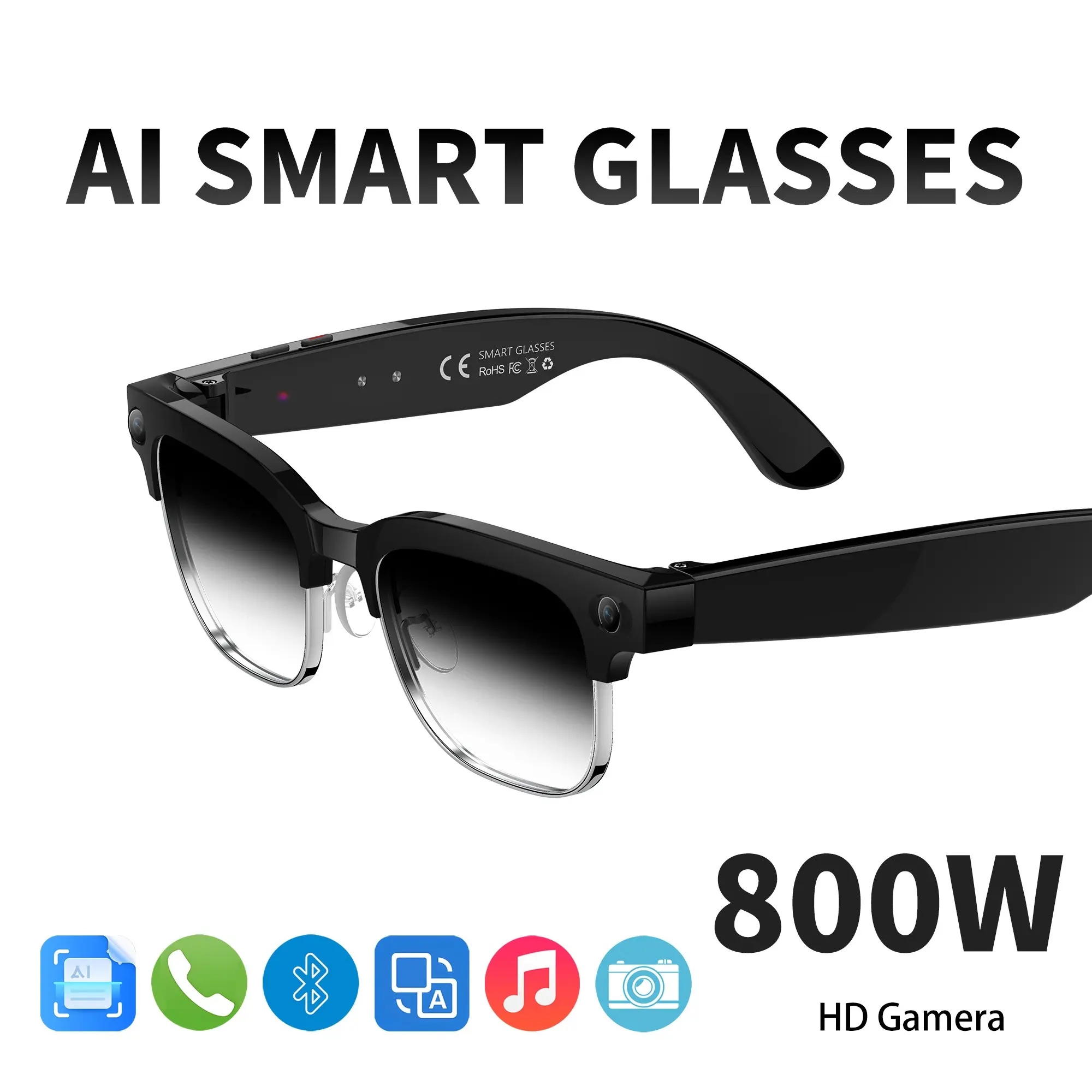 2026 New Upgrade HD 800w Dual Camera Smart Glasses, 1080P Video Recording, Ai Chat, WiFi Transfer, Translation, Color-Changing Sunglasses, Sunglasses with Cameras
