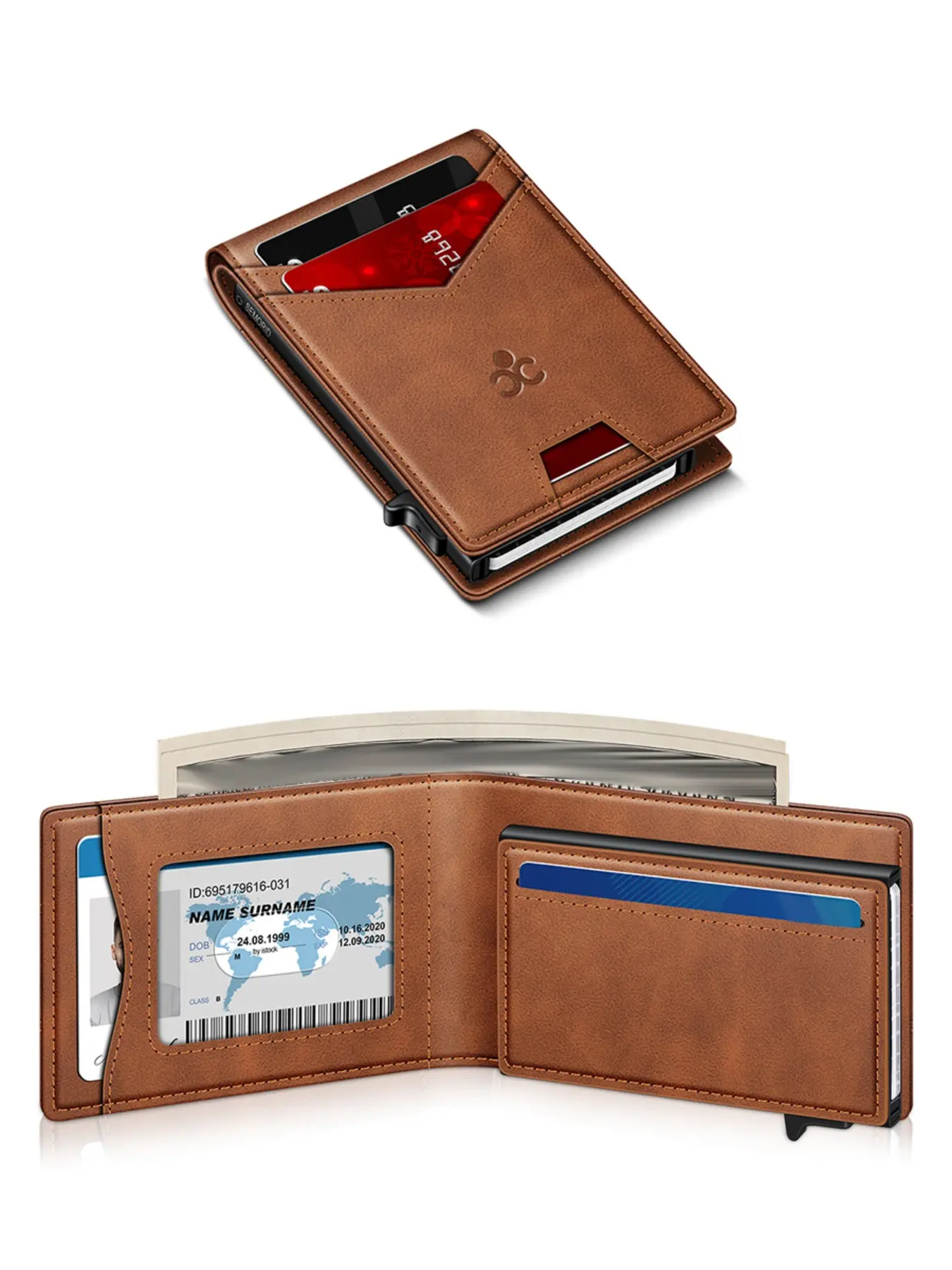 Men's Minimalist RFID Blocking Pop Up Card Holder, Slim Wallet Card Slots Pocket for Daily Use