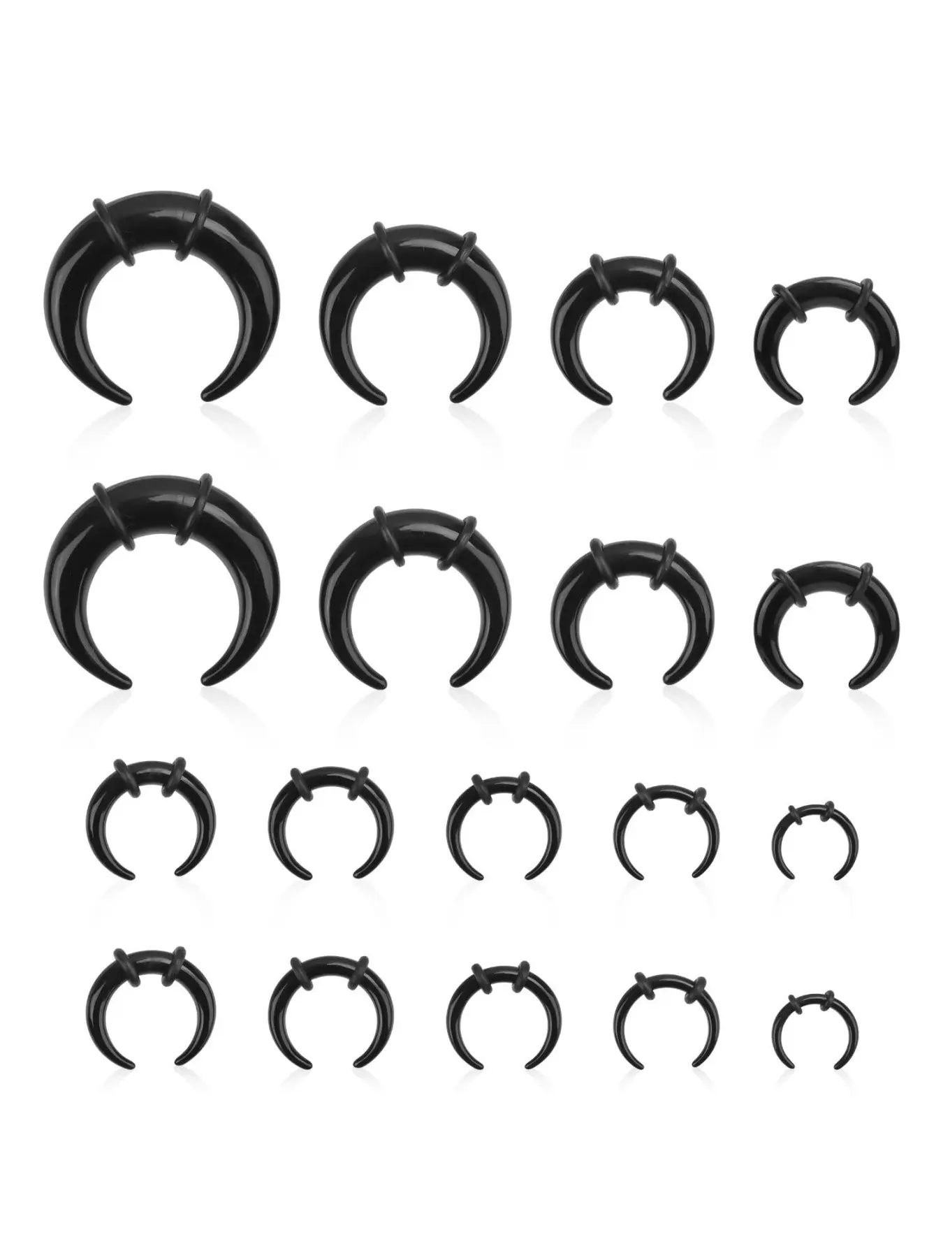 18pcs Acrylic Septum Rings Plastic Horseshoe C-Shape Pincher Taper Cartilage Stretching Kit Piercing Retainer Jewelry for Women Man Nose Ear Tragus Septum Stack Nose Rings Hoops