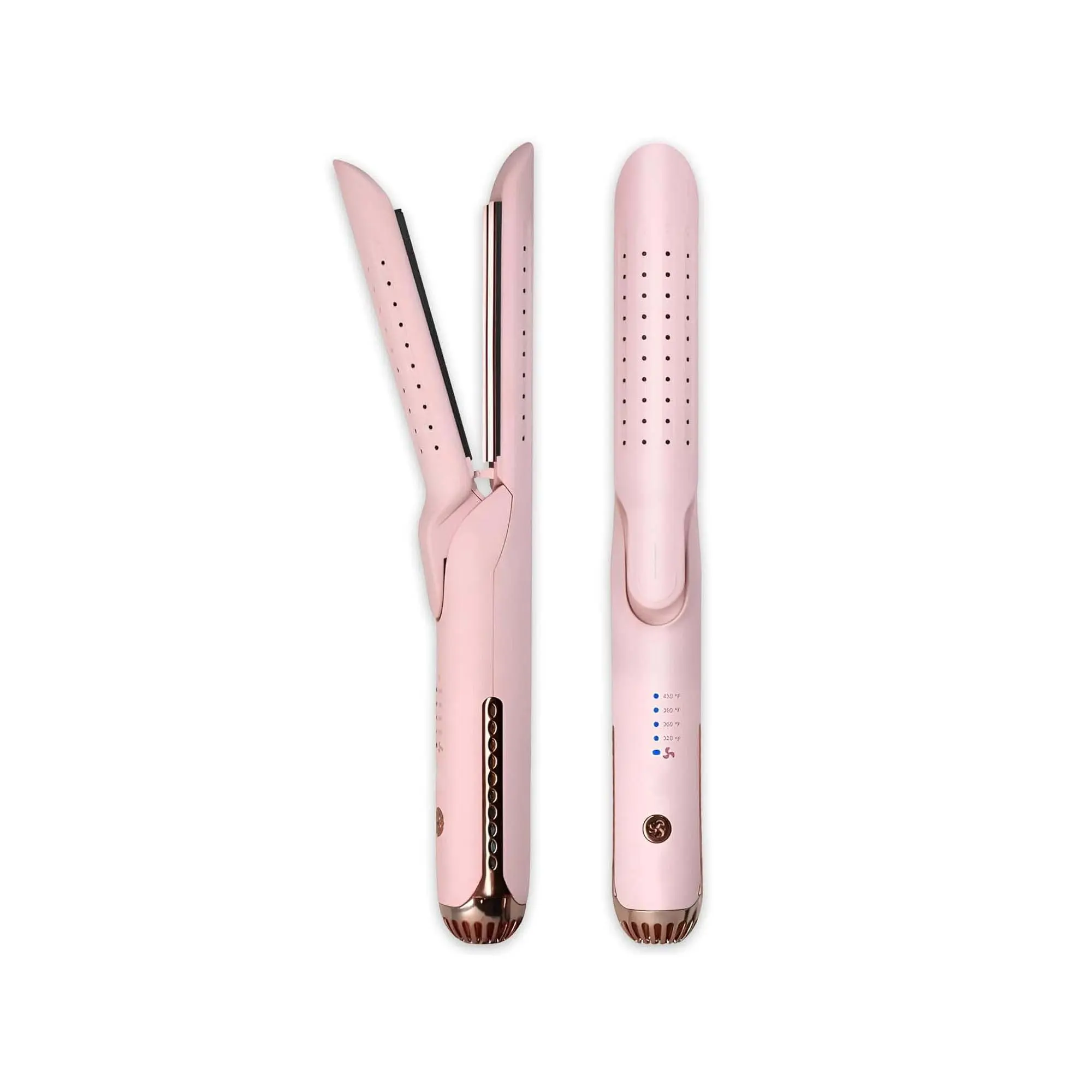 Breeze Flat Iron Hair Straightener | Dual Hair Iron for Straightening & Curling for All Hair with 2 in 1 Gold Titanium Plate, Negative Ion and Far Infrared Technology Auto Shut-Off (Pink)