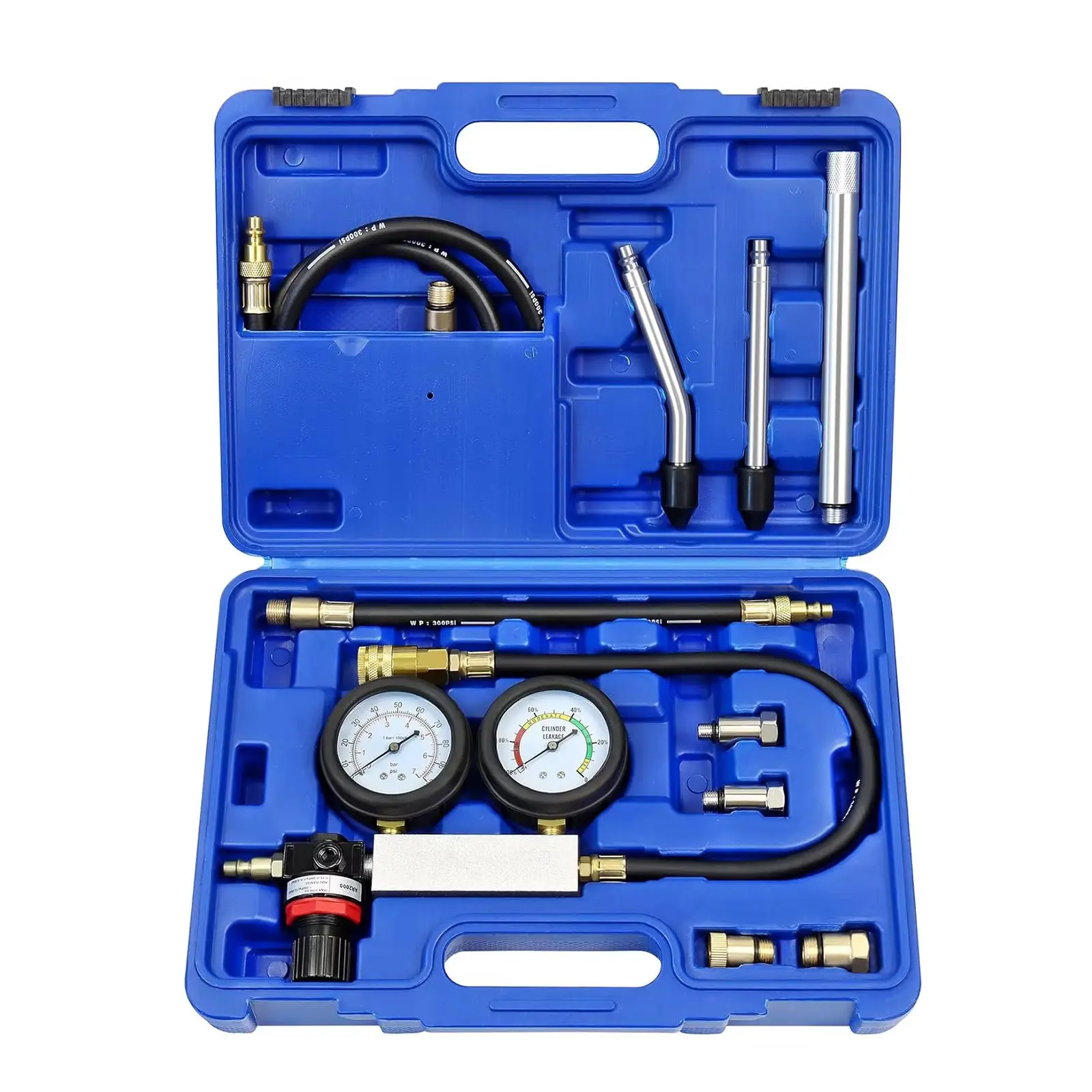 Multi-Function Cylinder Leak Tester Kit, Automotive Repair Gasoline Engine Dual Gauge Cylinder Pressure Tester, Cylinder Leakage Detection Tool Set