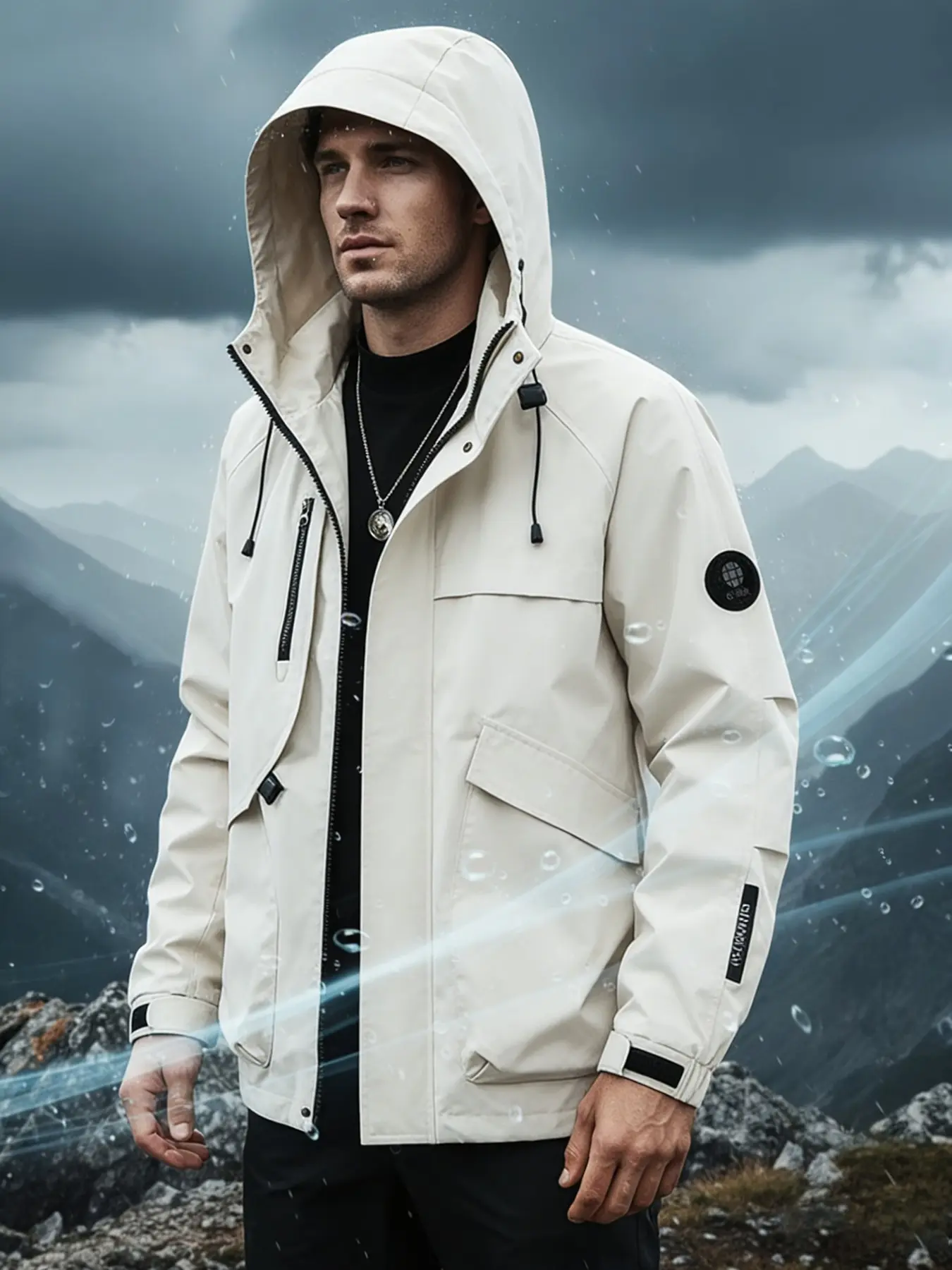 Men's Outdoor Hooded Jackets Spring Autumn Windproof Activewear Windbreaker Sports Jogging Camping Climbing Trekking Multi Pocket Hiking Jackets