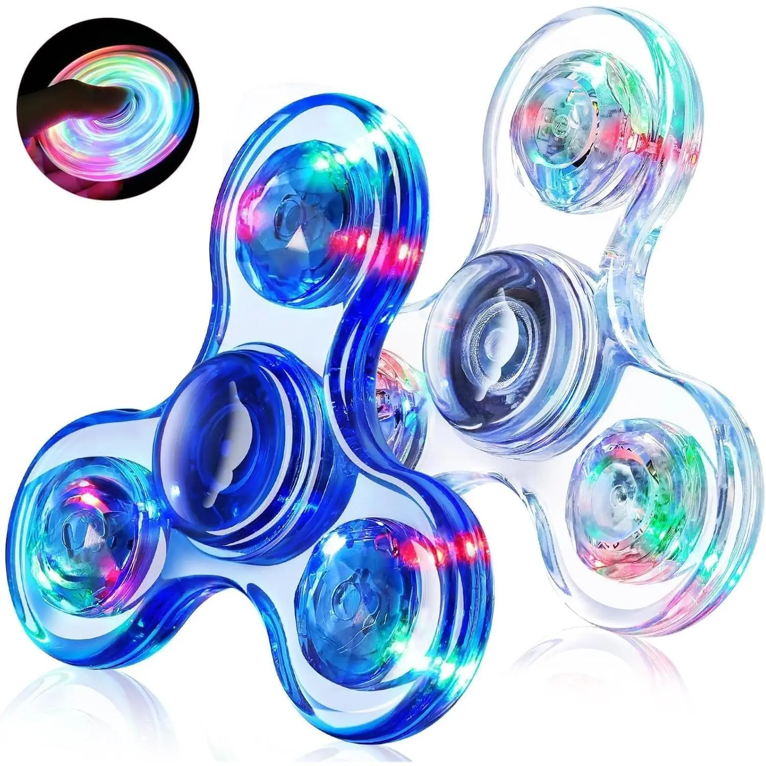 Fidget Spinner 2 Pack, Light up Sensory Fidget Toys for Adults Kids 4-8-12 with Autism ADHD, Travel Toys Anxiety Stress Relief Teen Boy Gifts, Classroom Prizes Glow Birthday Party Graduation Giftsfidget toys