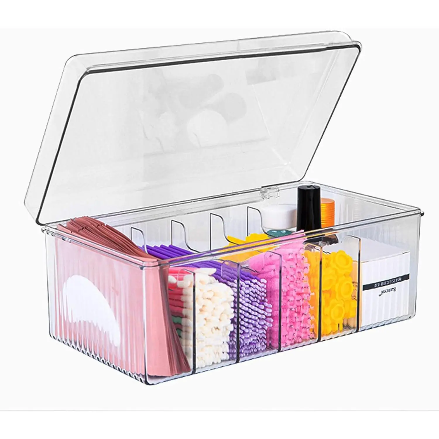 Lash Extension Organizer and Storage, Lash Cart Organizer for Lash Techs | Eyelash Extension Supplies Organizer Storage Box,  Lashes Supplies Container, Eyelash Beauty Organizer with Lid Clear