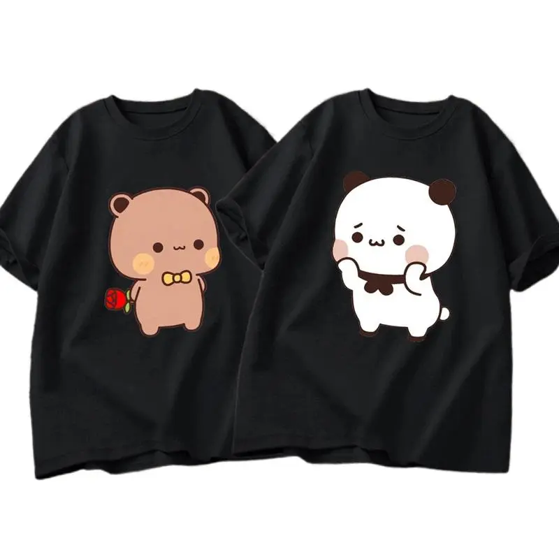 DuDu Bear Surprising Panda BuBu with A Flower T-shirt Funny Cute Buu Duu Graphic T Shirts Women Men Couple T Shirt Clothesgood graphic tees