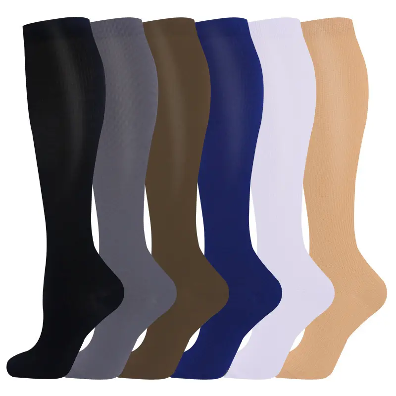 Women's & Men's Minimalist Plain Long Spandex Compression Socks - All Seasons, Soft, Breathable, 20-30mmHg Graduated Support for Travel, Work (1, 3, or 5-Pack)