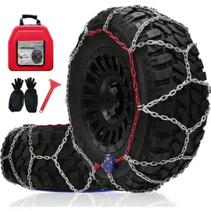 Snow Chains for Pickup , 2 count x 12mm, 1 Minute Quick Installation Tire Chains with Automatic Tensioner, Heavy-Duty  Tire Traction Chain for Pickup  and Off-Road SUVs (HYR-B)