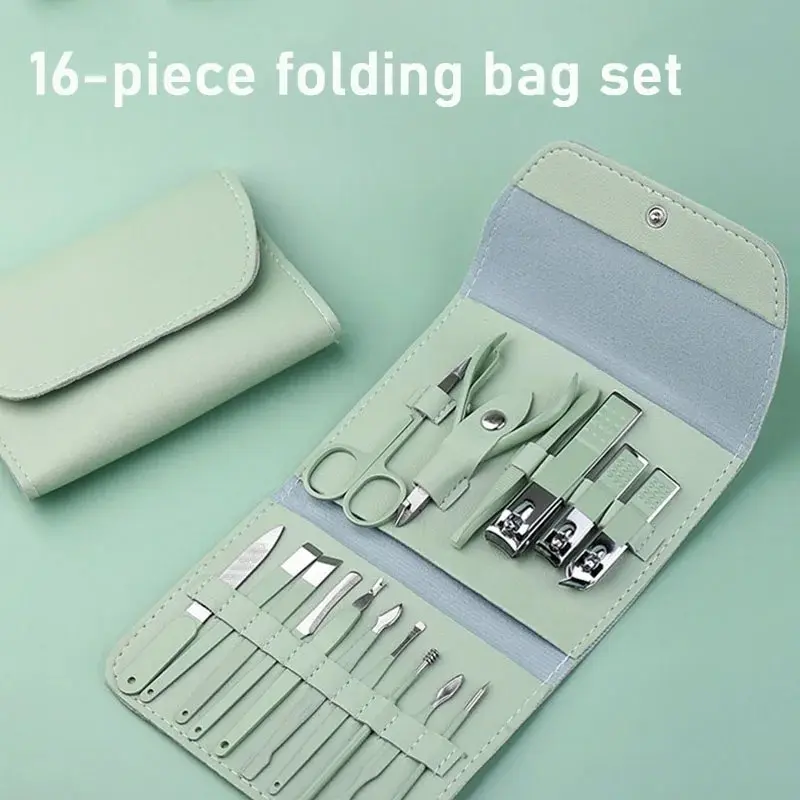 16Pcs Professional Nail Clipper Set,Stainless Steel Manicure Pedicure Tools Kit for Men Women,Fingernail Toenail Cuticle Grooming Nail Care Kit with Travel Storage Case